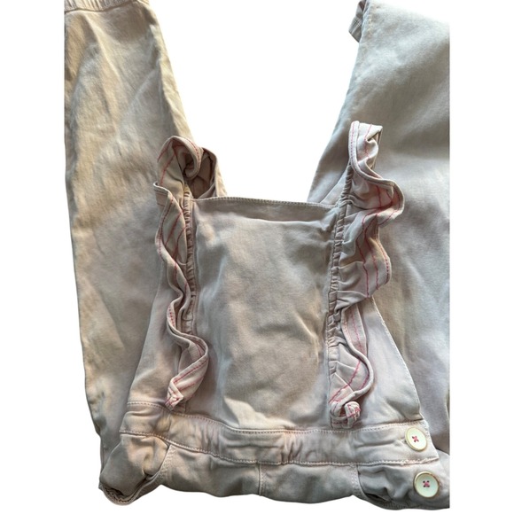 Zara Kids Pink Ruffle Denim Overalls Jumpsuit Size 4-5 Years - Picture 3 of 5